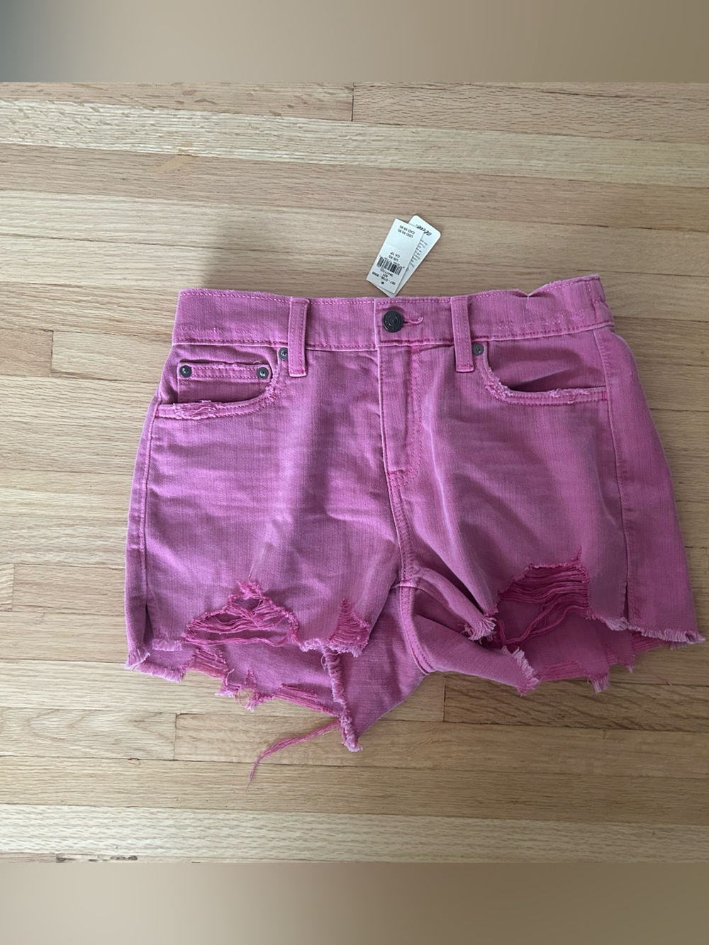 aerie DayDreamer Pink Distressed Denim Shorts